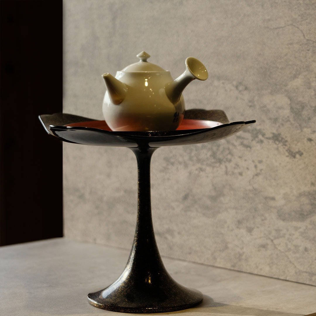 【日本古美术】古莳绘漆器 高脚菓子皿 壶承 - 茶具/茶杯 - 木头 