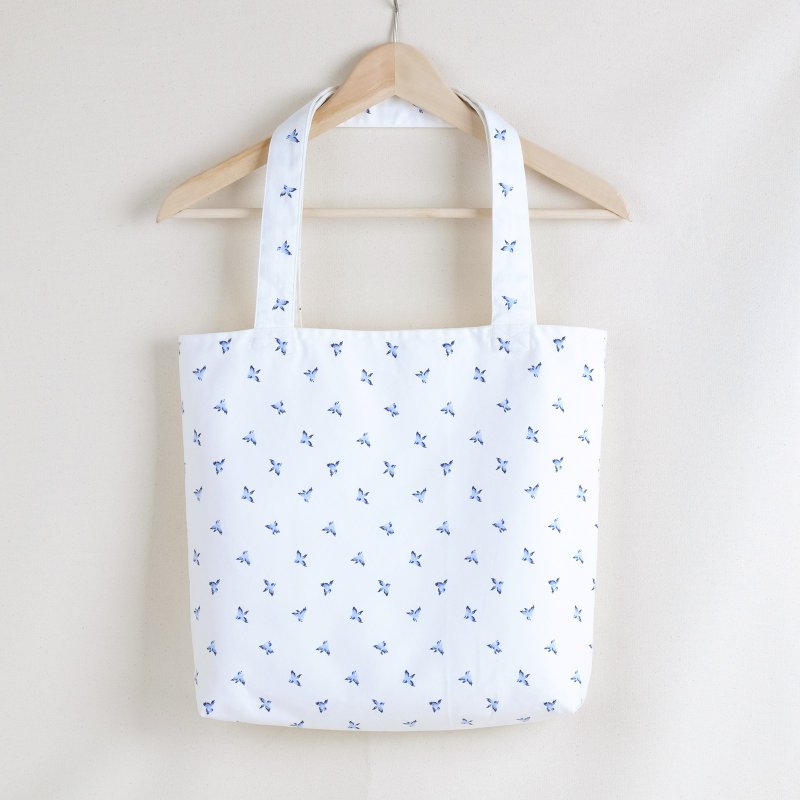 [Limited] Little Blue Bird Tote Bag - 侧背包/斜挎包 - 棉．麻 白色