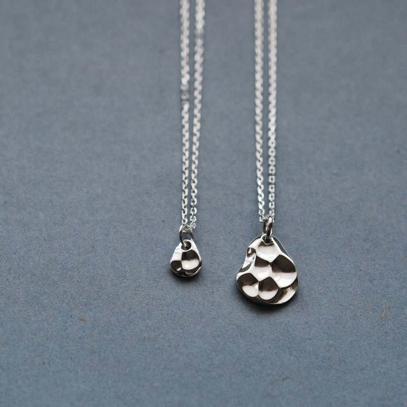 一组两件) Crater 纹理对链 项链 925银 - 项链 - 其他金属 银色