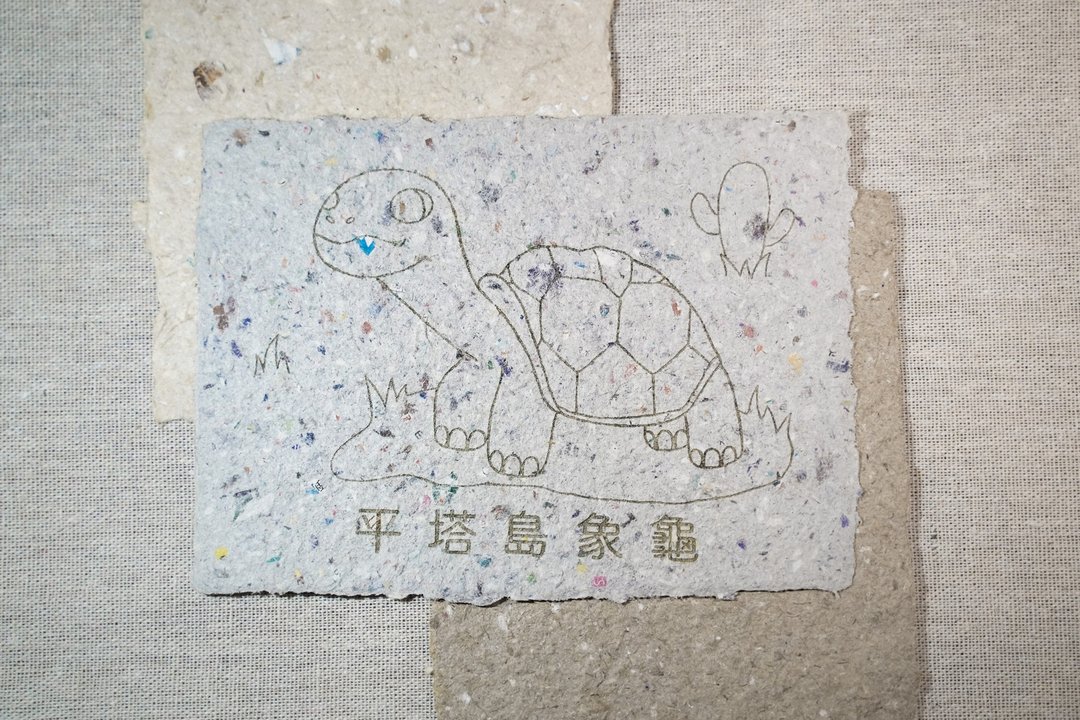 废物再造 再生纸 手抄纸 激光打印 A6 明信片 填色卡 平塔岛象龟 - 卡片/明信片 - 纸 