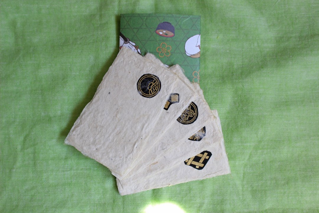 5 sheets of Small Paper Card1 Japanese SAMURAI family crest Gift Card - 卡片/明信片 - 纸 白色