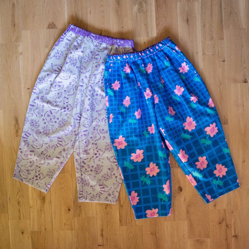 宽松的裤子 - 中性裤装 - 棉．麻 蓝色