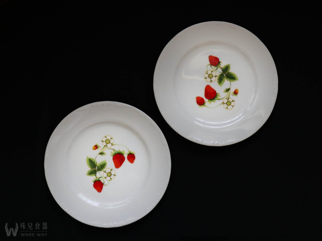 早期餐盘－花边草莓 (餐具/老件/旧物/陶瓷/印花/蛋糕/水果/点心) - 浅碟/小碟子 - 瓷 