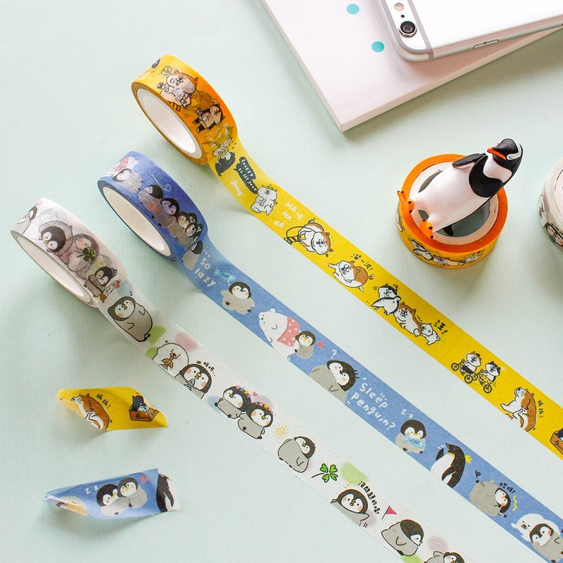 插画系列纸胶带 - 小淘企Po酱+脱线动物园 - 纸胶带 - 纸 黄色