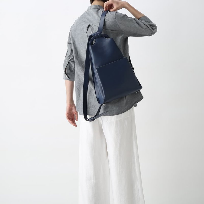 Sou 后背包-深蓝色 - 后背包/双肩包 - 真皮 蓝色