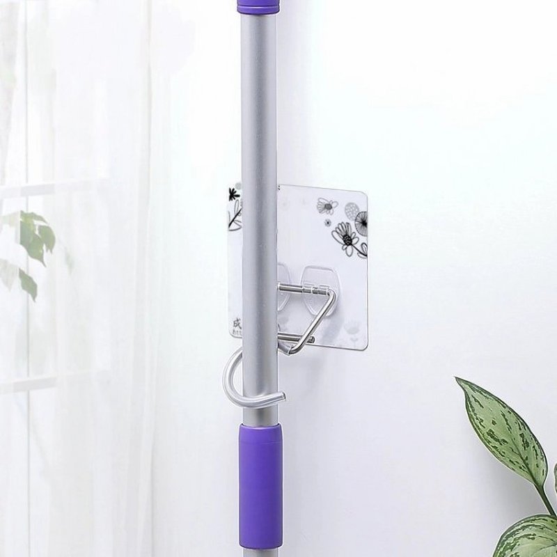 免钻孔贴片式不锈钢工具夹　扫把架　拖把架　扫具收纳架 - 衣架/挂勾 - 不锈钢 银色