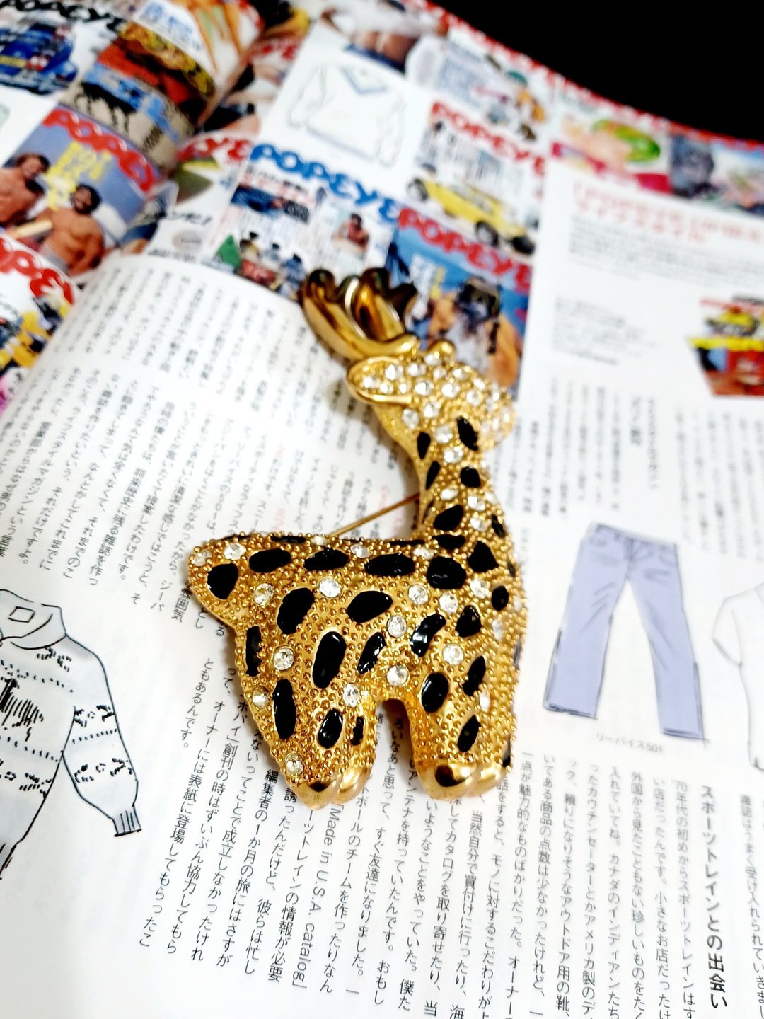 vintage jewelry  大型典雅金色花麋鹿别针 - 胸针 - 其他金属 