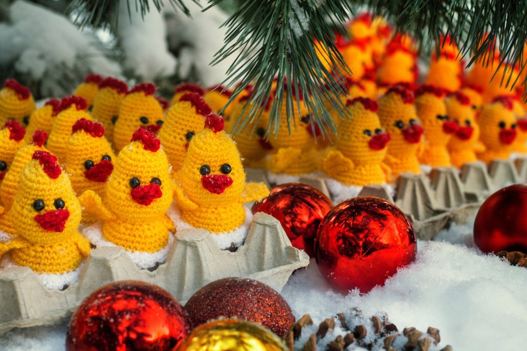 chicken amigurumi Crochet plush toy, Knitted chicken stuffed toy, Baby chicken - 摆饰 - 羊毛 