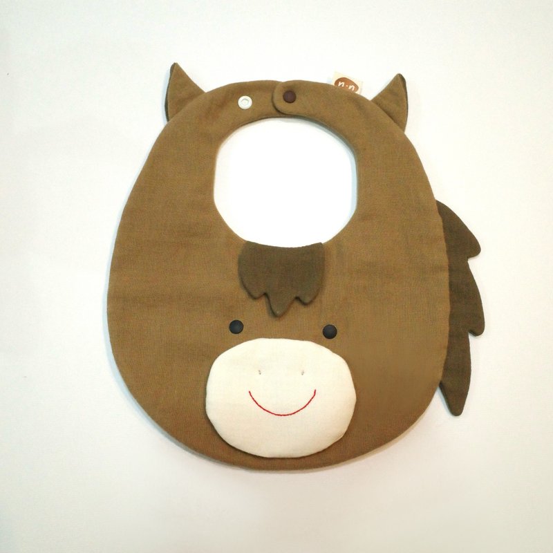 【 Laukku.u 】小马围兜 - 围嘴/口水巾 - 棉．麻 卡其色