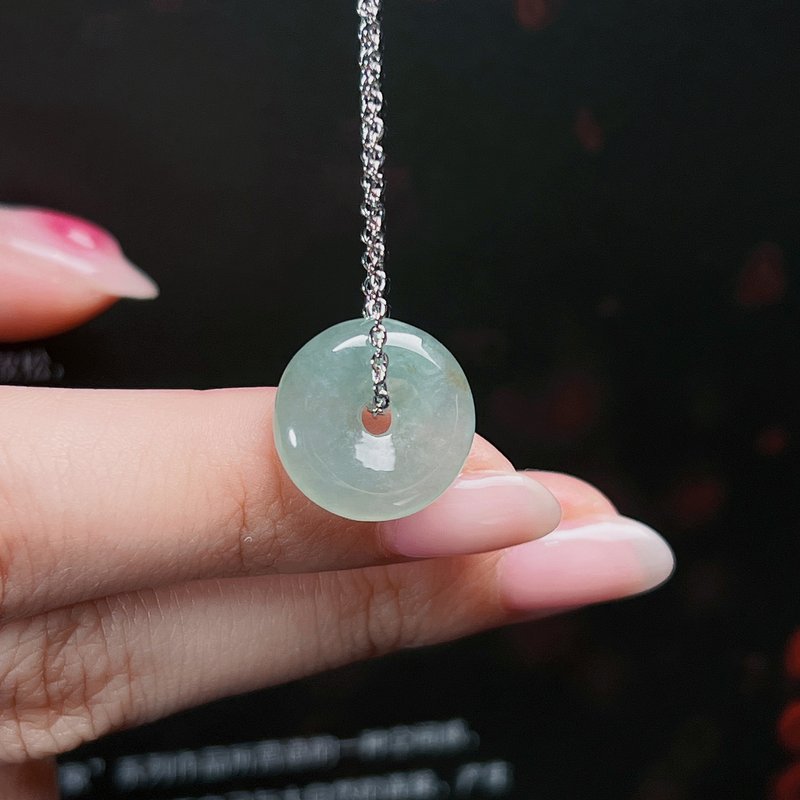 【愿·平安】冰绿翡翠平安扣吊饰 | 天然缅甸玉A货翡翠 | 送礼 - 吊饰 - 玉石 绿色