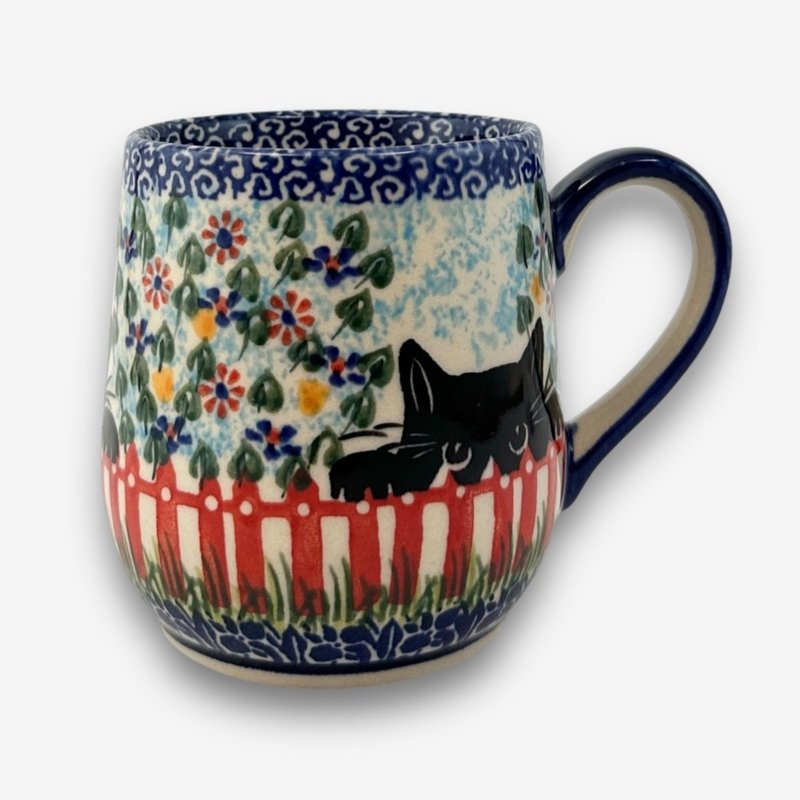 波兰手绘手工陶-马克杯 320ml 黑猫花园系列 - 其他杯子 - 陶 多色