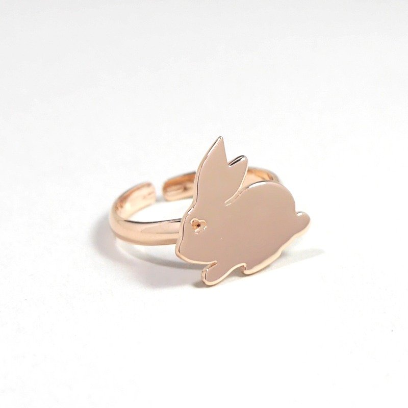 Bunny Ring - Pink gold plated on brass, Tiny Ring, Animal Jewelry - 戒指 - 其他金属 粉红色