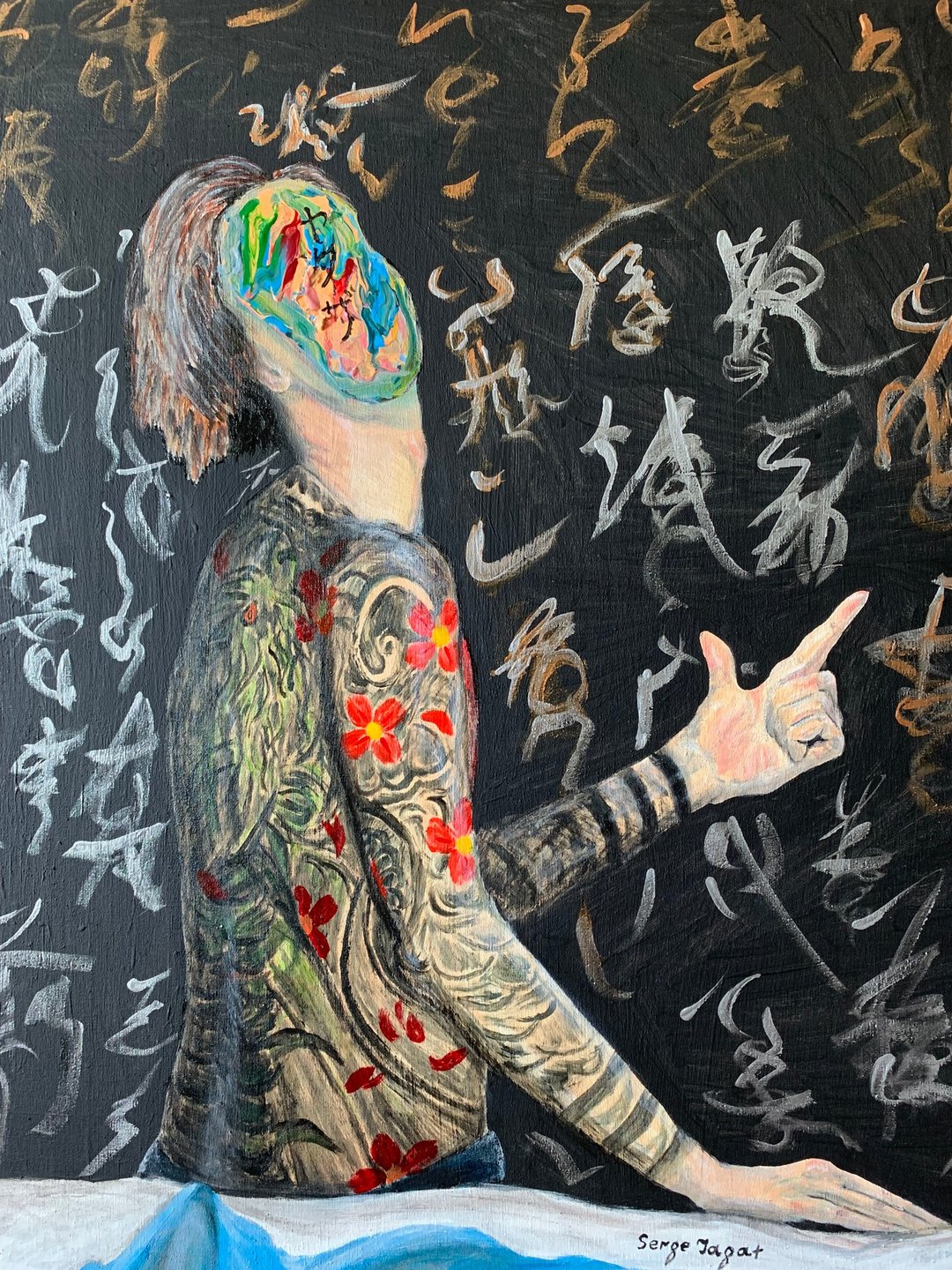 室内绘画忏悔黑帮艺术ヤクザ - 墙贴/壁贴 - 压克力 黑色