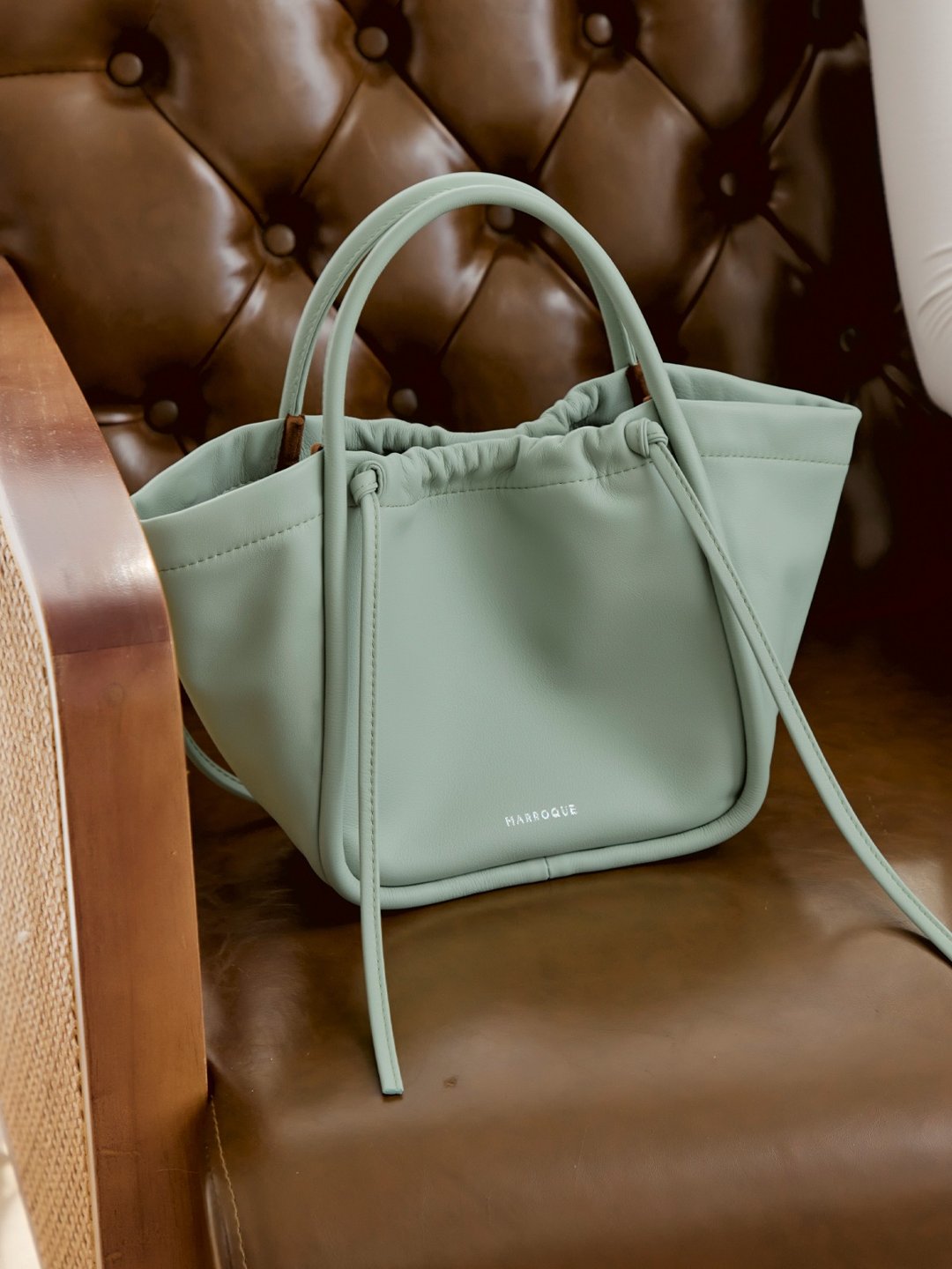 MARROQUE mini Papillon tote, crossbody Bag, in Jade. - 手提包/手提袋 - 真皮 绿色
