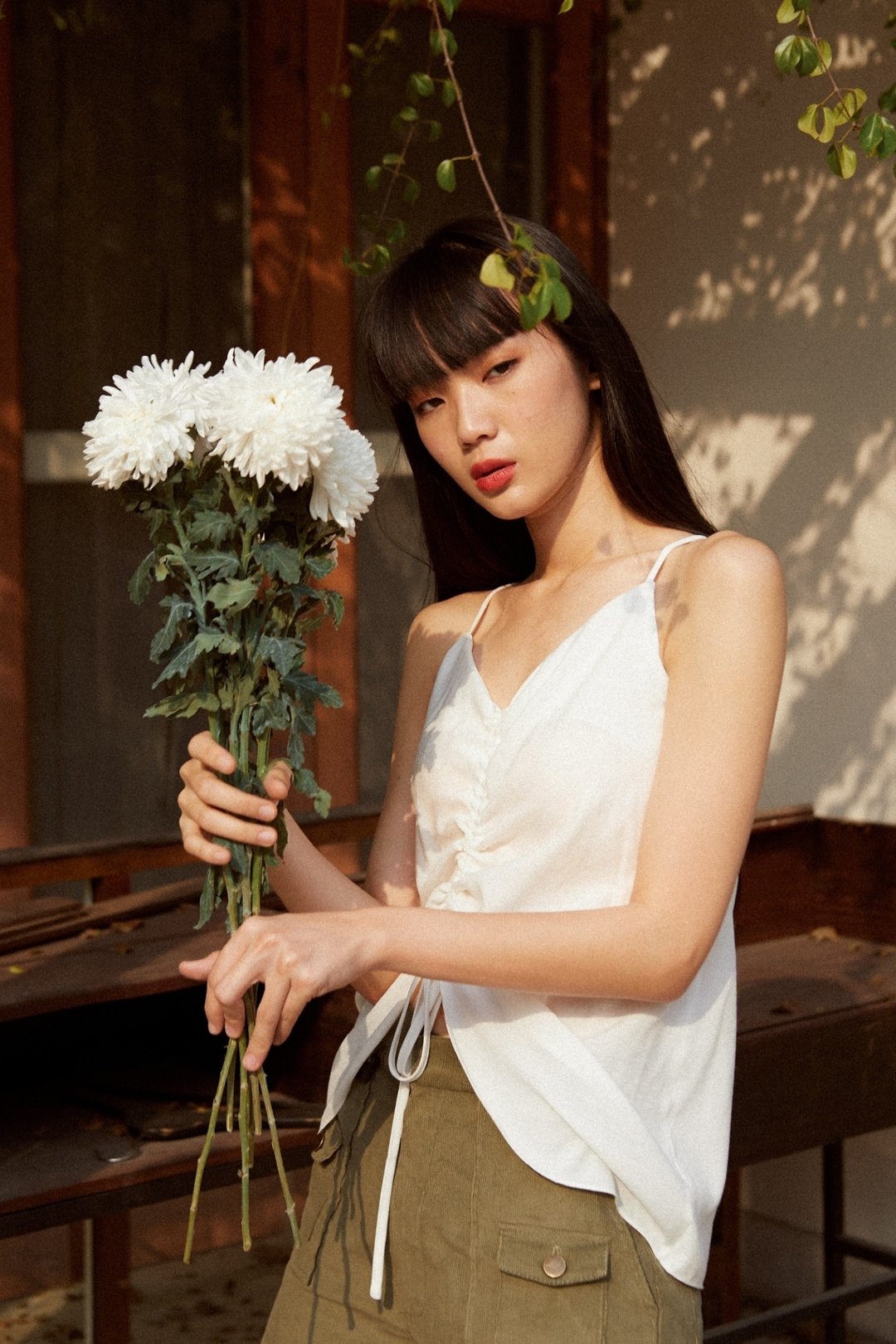 Highestjump 抽绳设计亚麻短袖上衣 - 女装上衣 - 棉．麻 白色