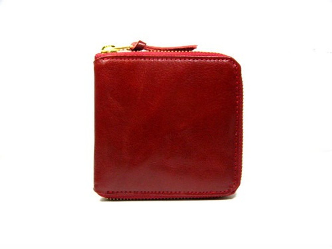 Buffalo box zippered bifold wallet, wine - 皮夹/钱包 - 真皮 红色