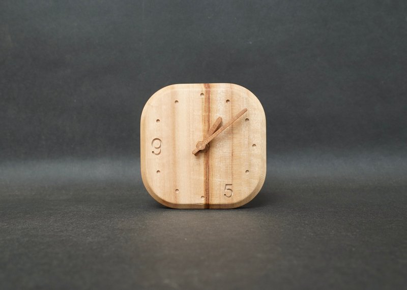 【原木静音桌钟】朝九晚五提醒款 可自选数字 生活仪式感设计 - 时钟/闹钟 - 木头 