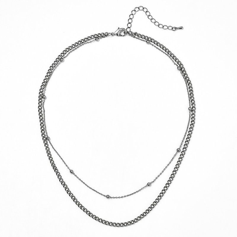 迷你球分层链项链银 - 项链 - 铜/黄铜 银色