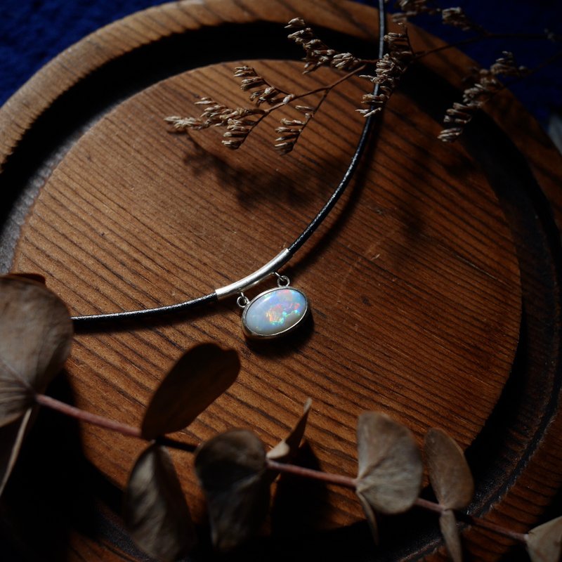 马赛克彩光澳洲蛋白石项链 - 项链 - 宝石 多色