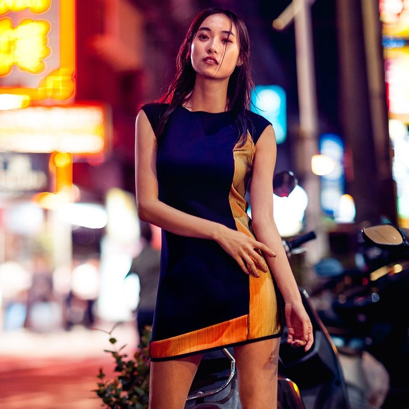 ColorFlow 不规则闪色洋装 - 洋装/连衣裙 - 其他材质 黑色