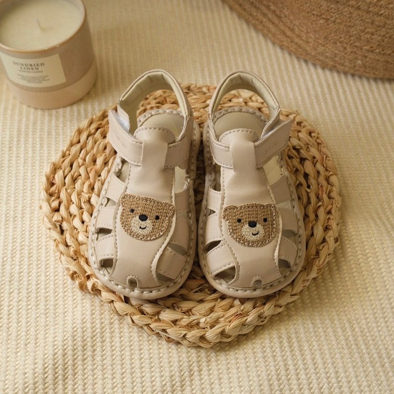 Swan天鹅童鞋-奶茶熊小童宝宝学步涼鞋1641-卡其 - 婴儿鞋 - 人造皮革 卡其色