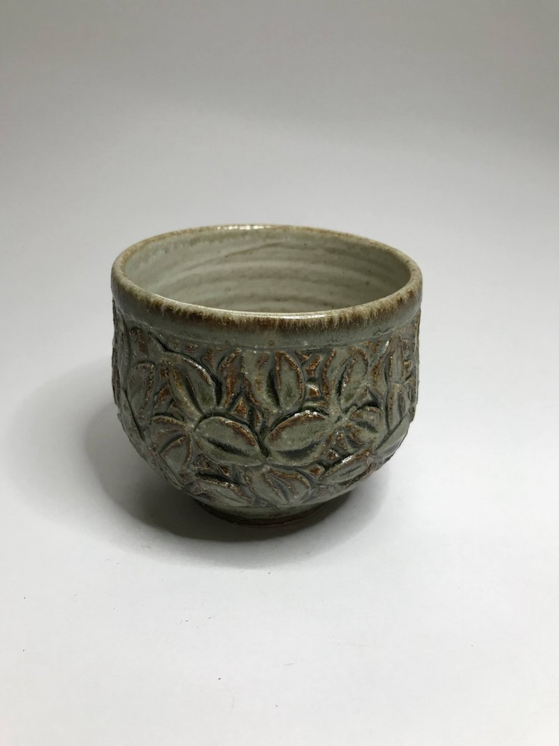 曾永鸿  灰釉刻花杯 - 茶具/茶杯 - 陶 