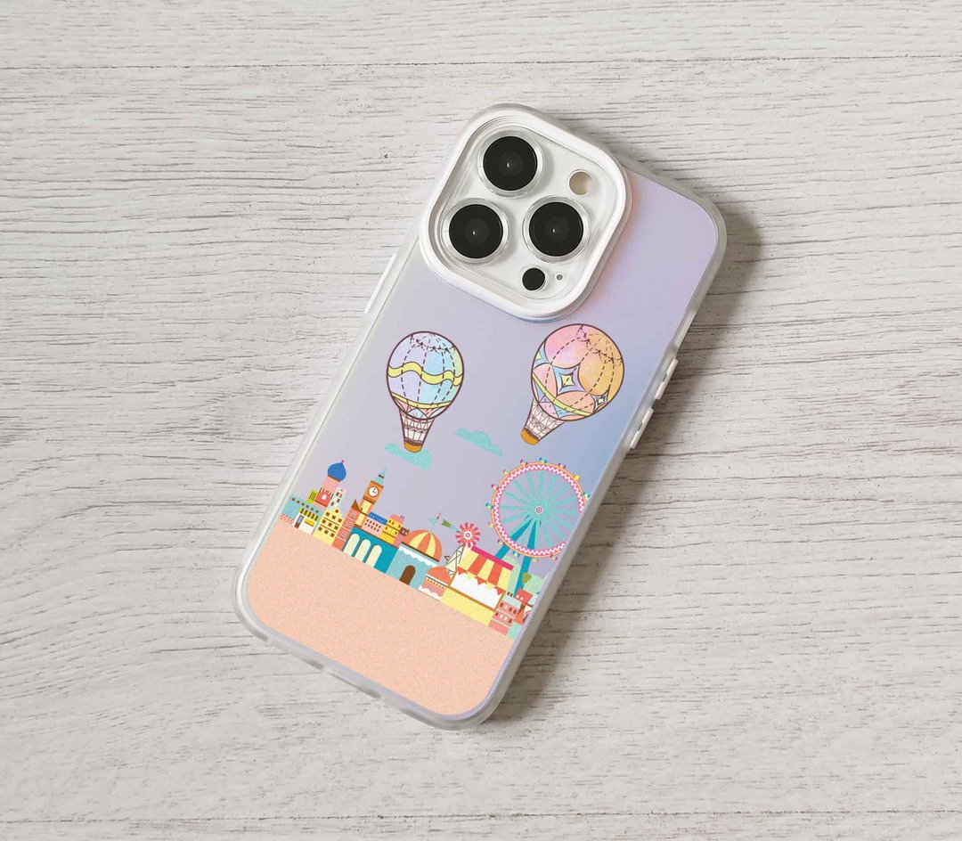 免费订制名字简约炫彩热气球全包手机壳 iphone 16 14 13 pro max - 手机壳/手机套 - 塑料 多色