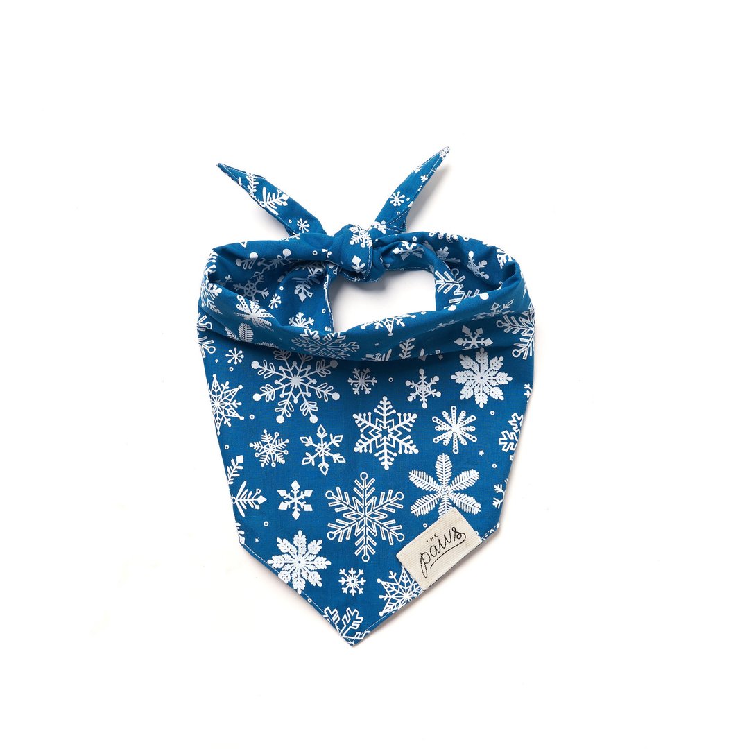 THE PAWS 手工宠物领巾 Sapphire Snowflakes 蓝宝石 - 项圈/牵绳 - 棉 蓝色