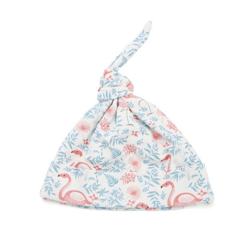 【Deux Filles有机棉】带结婴儿帽(火鹤) - 婴儿帽/发带 - 棉．麻 