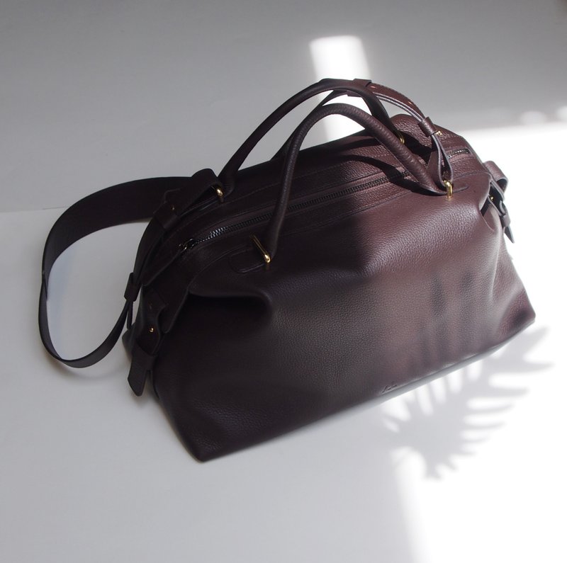 Karen Leather Bowler Bag in Chestnut - 手提包/手提袋 - 真皮 咖啡色