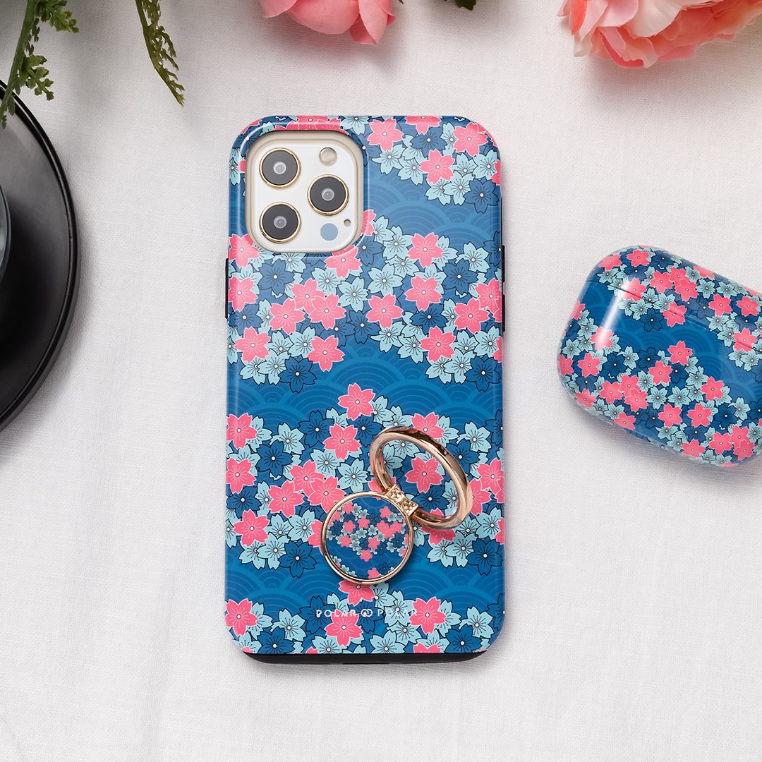 军蓝樱花海 iPhone 17/16/15/14/13 MagSafe 磁吸手机壳 - 手机壳/手机套 - 塑料 蓝色