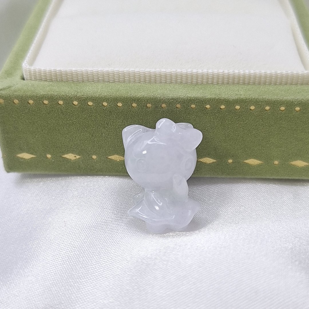 冰粉紫 凯蒂猫 hello kitty 立体卡通 吊坠 | 天然缅甸玉A货翡翠 - 项链 - 玉石 