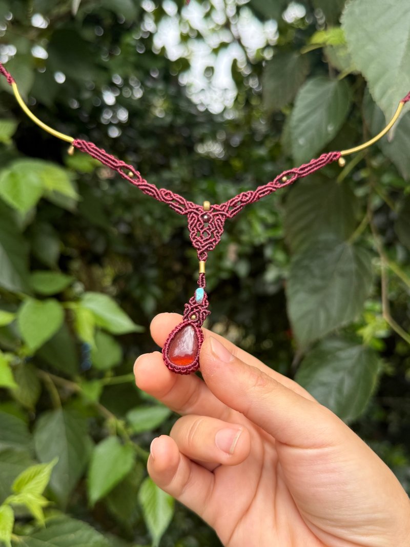 南红玛瑙图腾编织项链 - 项链 - 宝石 