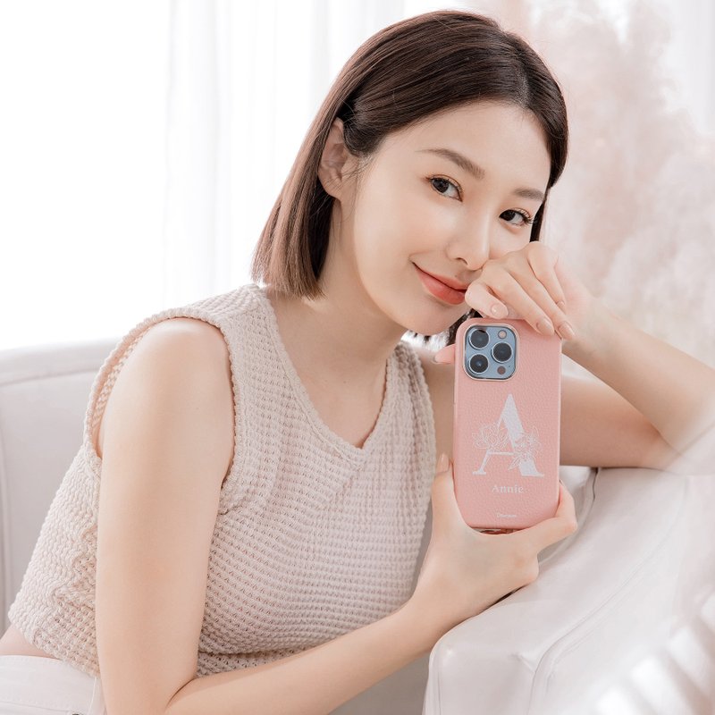 大字陪衬 蜜荔壳 蜜荔粉天然皮革壳 - iPhone定制化手机壳 - 手机壳/手机套 - 其他材质 粉红色