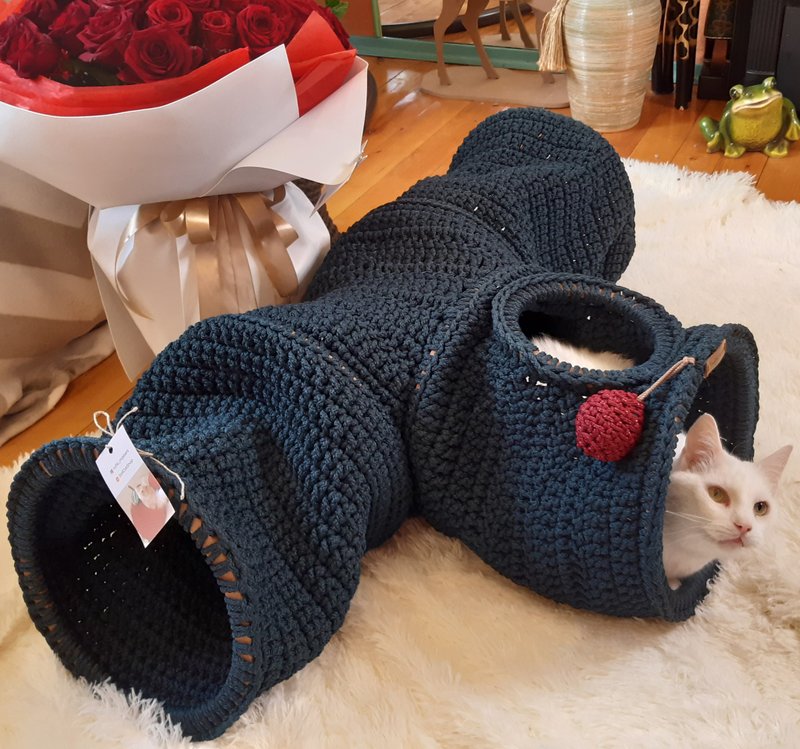 猫隧道宠物床钩针钩针猫屋 - 抓板/跳台 - 聚酯纤维 