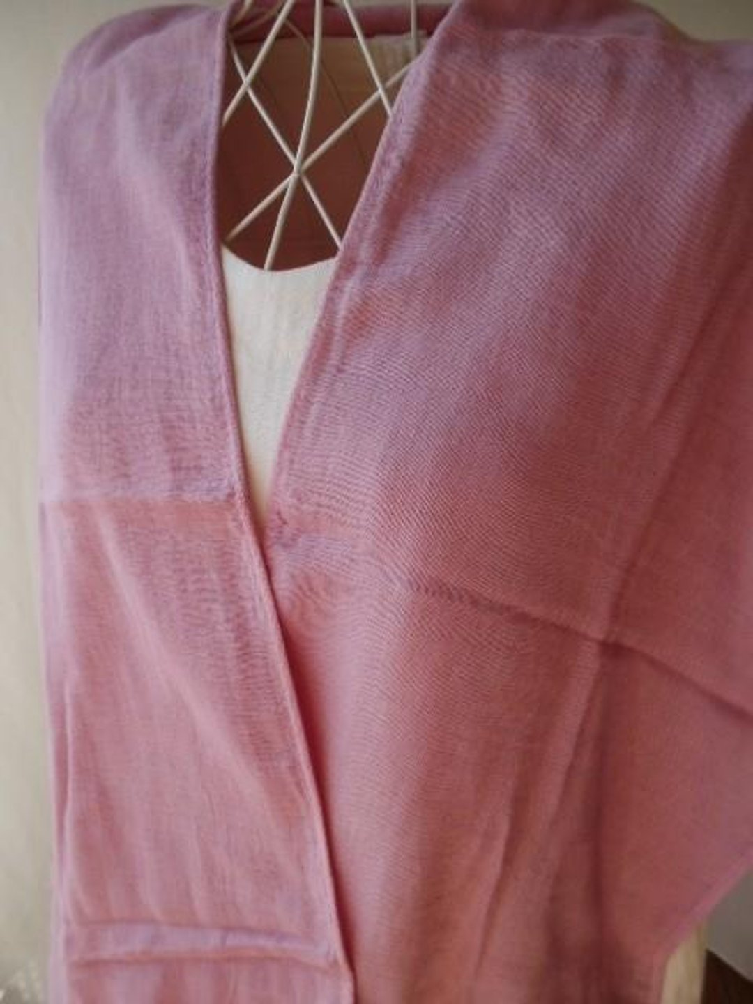Cotton double gauze plant dyeing stall (ancient color-sappanwood) with race - 丝巾 - 棉 粉红色
