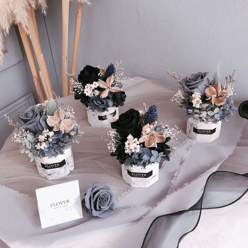 大理石纹香薰石永生盆花 - 摆饰 - 植物．花 