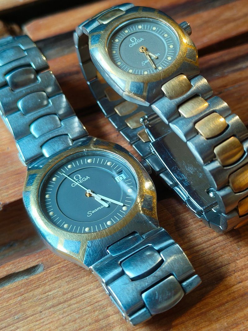 Omega海马北极星 情侣对表 18K金与钛 石英表 - 女表 - 其他材质 金色