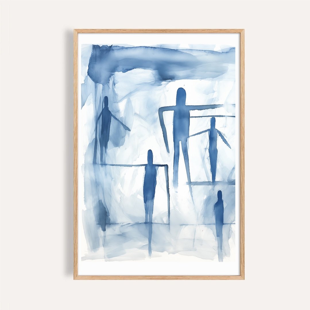 蓝影之间 Shadows in Blue / 抽象人物水彩挂画 - 海报/装饰画/版画 - 纸 