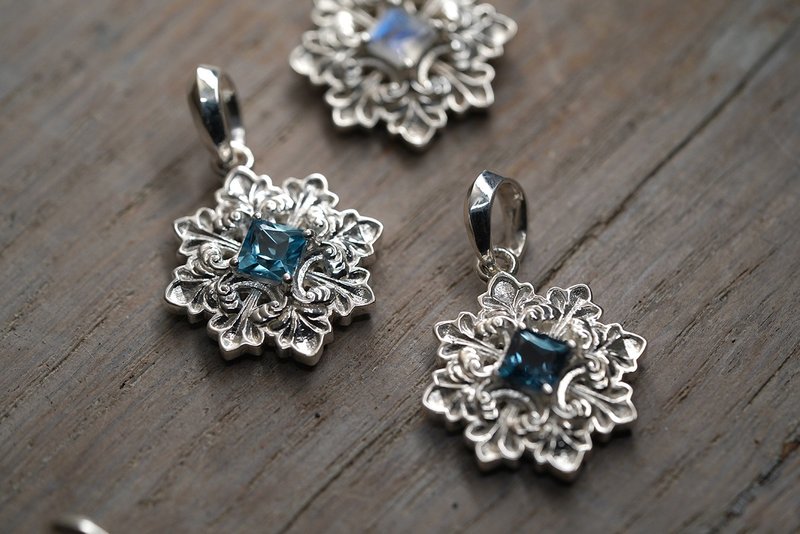 925银配半宝石 守护星吊坠 不含项链 (价格为单件售价) - 项链 - 半宝石 