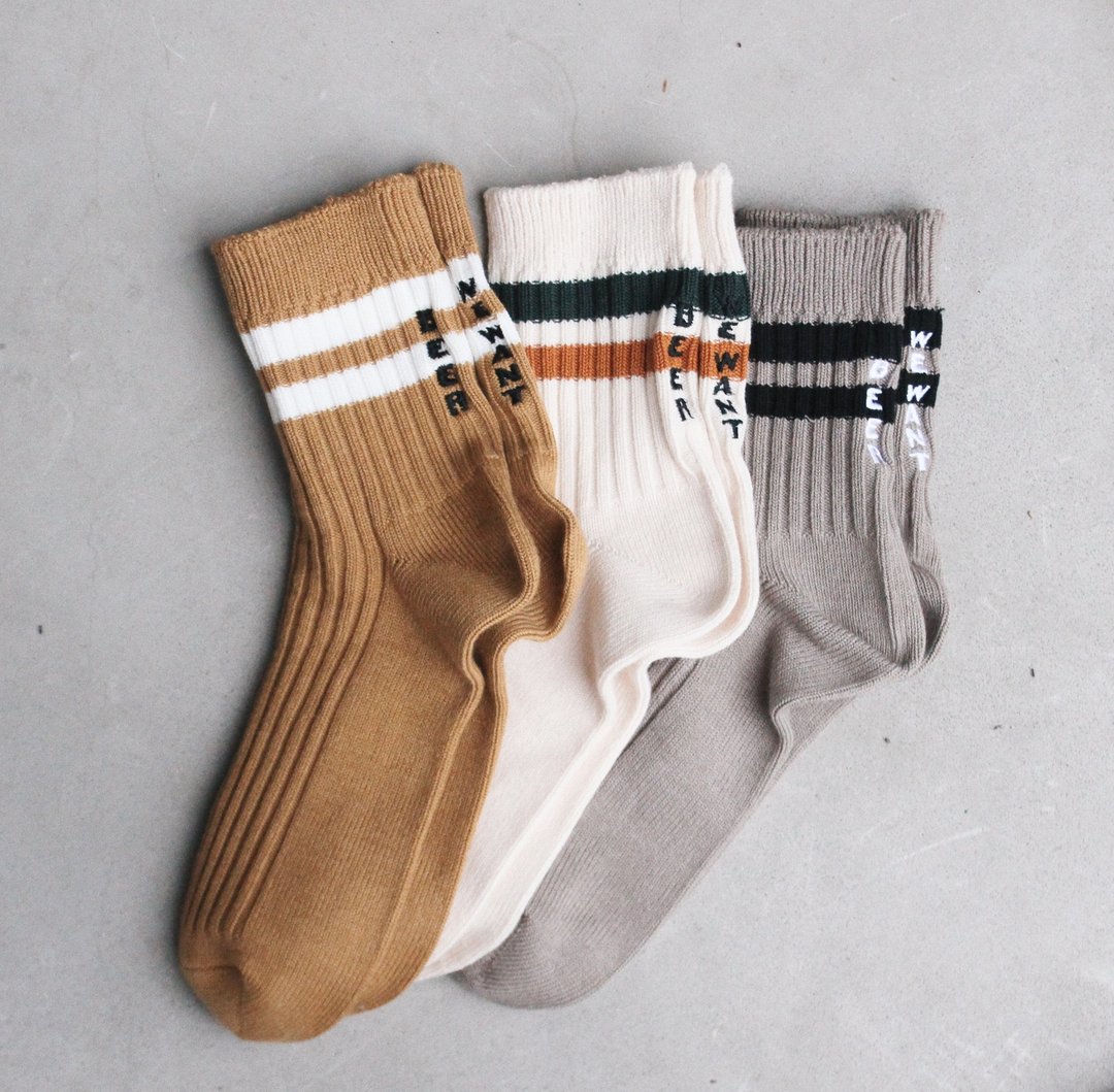 WE WANT BEER ribbed line socks - 袜子 - 棉 多色