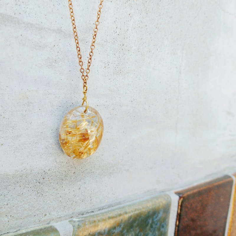 钛晶原矿　镀18k金项链II  可定制化长度 独家款式 仅此一条 - 项链 - 水晶 橘色