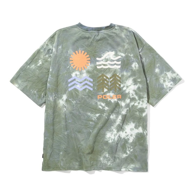 日本限定POLER ELEMENT QUICK DRY DYE TEE 快干染色T恤 / 绿灰 - 男装上衣/T 恤 - 聚酯纤维 绿色
