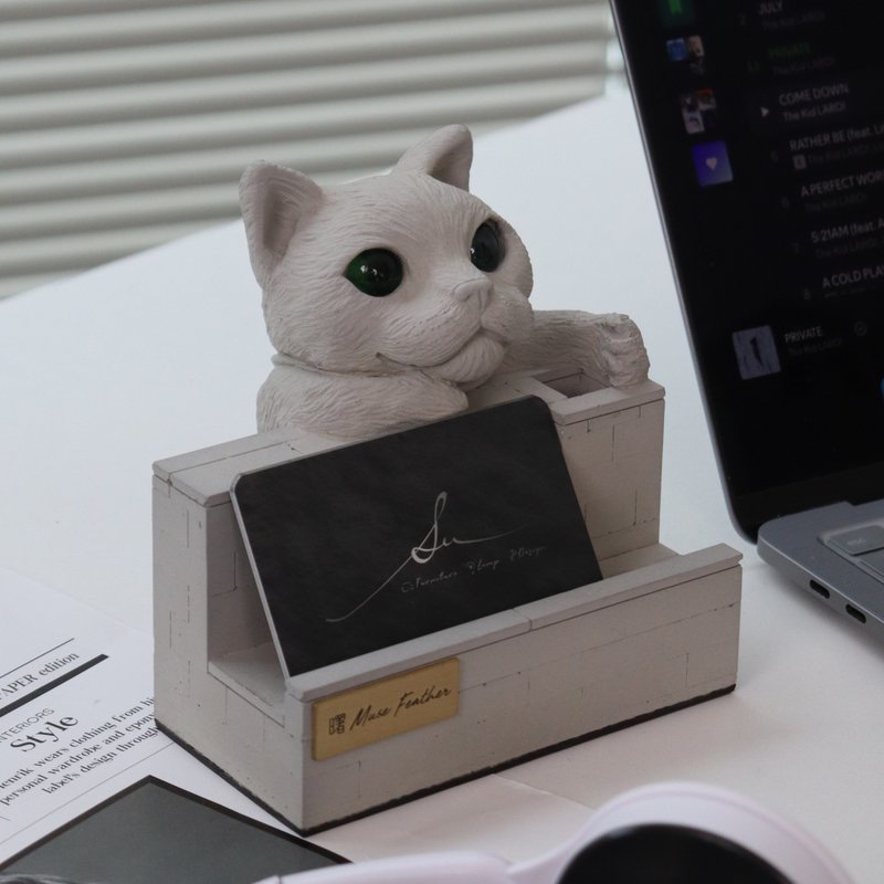 曙 MUSE 趴趴猫水泥名片座 名片座 手机架 笔筒 办公室 摆饰 - 名片架/名片座 - 水泥 