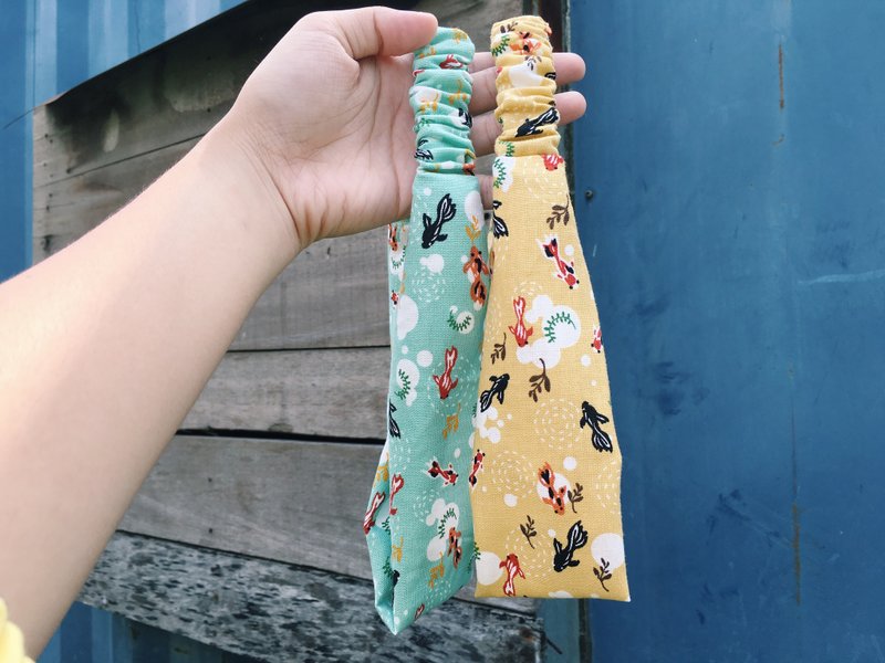 偷偷喊我 / 松紧版发带-小小金鱼 - 发饰 - 棉．麻 橘色