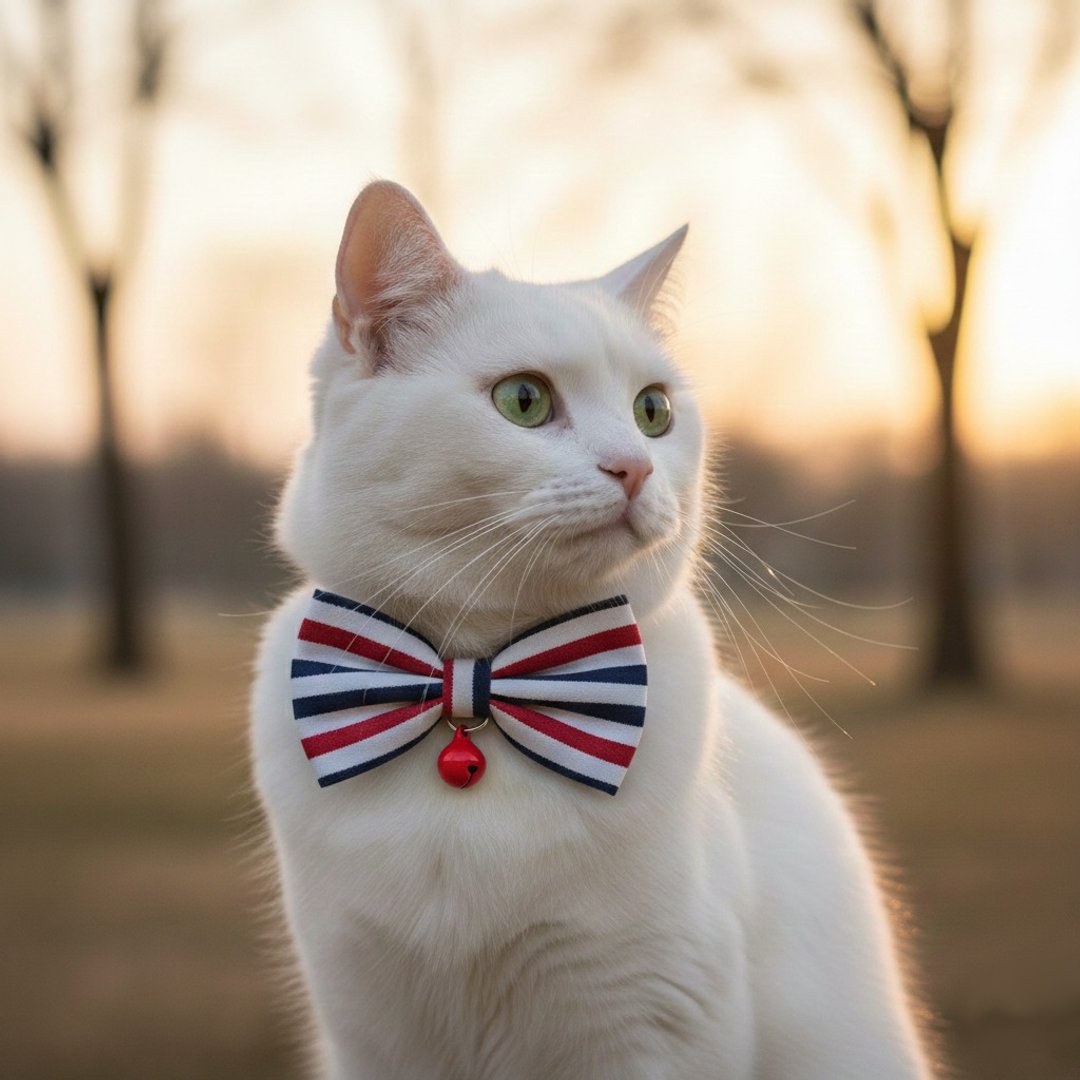 条纹款 四色 蝴蝶结宠物装饰项圈 猫咪 小型犬 迷你犬 - 项圈/牵绳 - 棉 多色