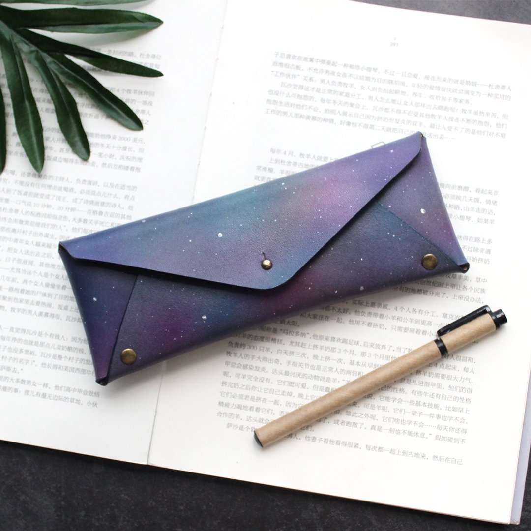 星空真皮大容量笔袋 牛皮笔盒文具袋 眼镜盒 可定制化 毕业礼物 - 铅笔盒/笔袋 - 真皮 多色