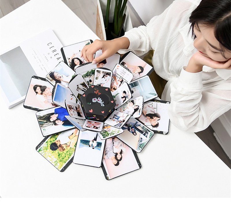 惊喜爆炸盒子相册 照片礼盒diy创意惊喜浪漫情侣生日礼物送女朋友 - 相簿/相册 - 纸 黑色
