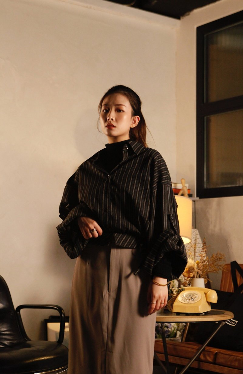 *现货 限定优惠*浮生系列 短束带长袖直间恤衫 - 女装上衣 - 棉．麻 白色