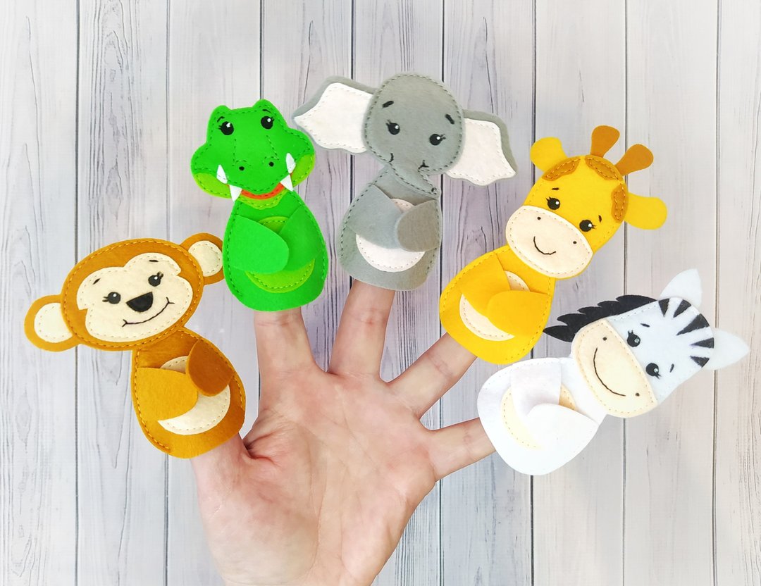 Finger puppet safari african animals Play set Hand theatre Kindergarten zoo - 玩具/玩偶 - 其他材质 
